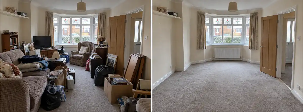 Before and after full house clearance at a residential property in Wallsend NE28