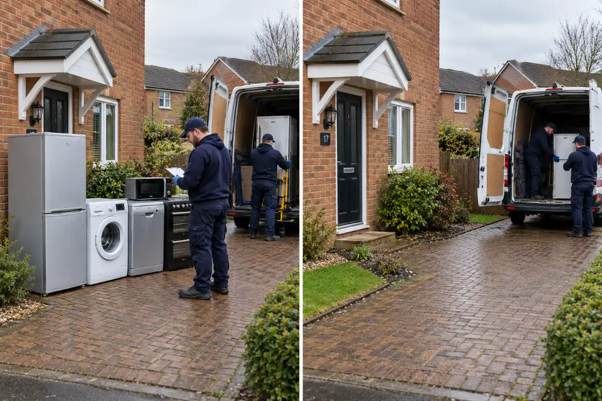 Before and after appliance removal from a residential property in Wallsend NE28